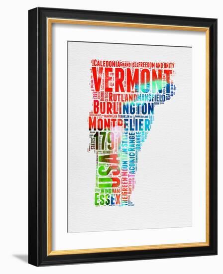 Vermont Watercolor Word Cloud-NaxArt-Framed Art Print