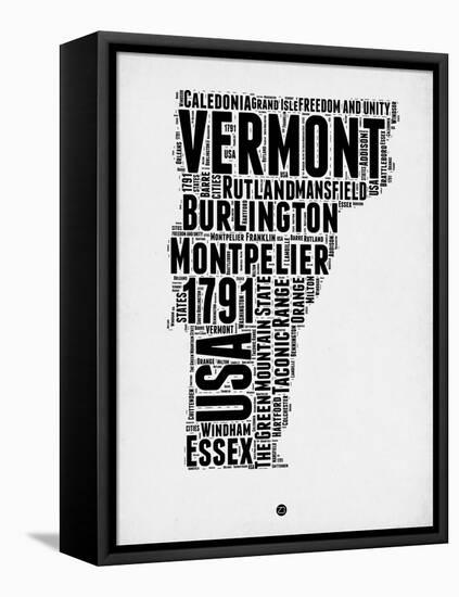 Vermont Word Cloud 2-NaxArt-Framed Stretched Canvas