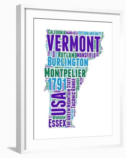 Vermont Word Cloud Map-NaxArt-Framed Art Print