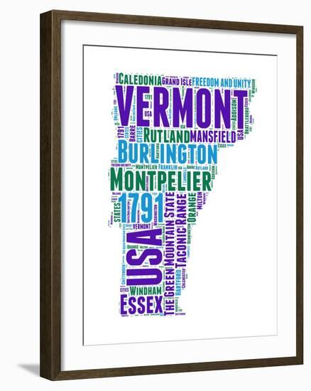 Vermont Word Cloud Map-NaxArt-Framed Art Print