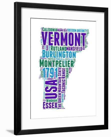Vermont Word Cloud Map-NaxArt-Framed Art Print