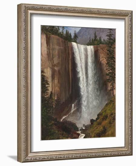 Vernal Falls, 1863 (Oil on Paper, Mounted on Canvas)-Albert Bierstadt-Framed Giclee Print