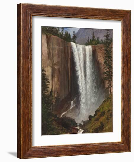 Vernal Falls, 1863 (Oil on Paper, Mounted on Canvas)-Albert Bierstadt-Framed Giclee Print