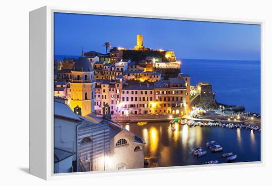 Vernazza at Dusk, Cinque Terre, UNESCO World Heritage Site, Liguria, Italy, Mediterranean, Europe-Mark Sunderland-Framed Premier Image Canvas