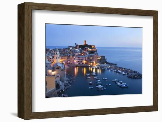 Vernazza at Dusk, Cinque Terre, UNESCO World Heritage Site, Liguria, Italy, Mediterranean, Europe-Mark Sunderland-Framed Photographic Print