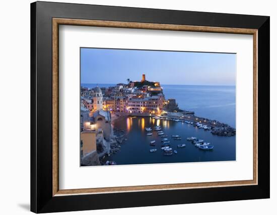 Vernazza at Dusk, Cinque Terre, UNESCO World Heritage Site, Liguria, Italy, Mediterranean, Europe-Mark Sunderland-Framed Photographic Print