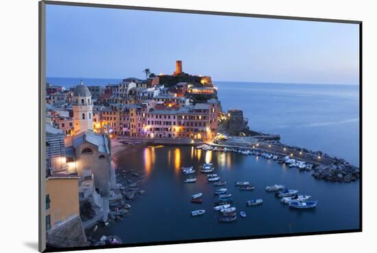 Vernazza at Dusk, Cinque Terre, UNESCO World Heritage Site, Liguria, Italy, Mediterranean, Europe-Mark Sunderland-Mounted Photographic Print