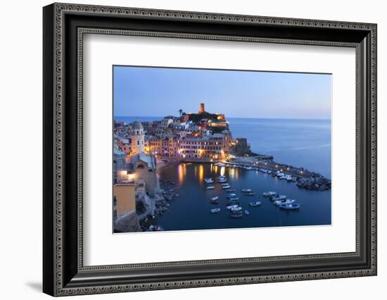 Vernazza at Dusk, Cinque Terre, UNESCO World Heritage Site, Liguria, Italy, Mediterranean, Europe-Mark Sunderland-Framed Photographic Print