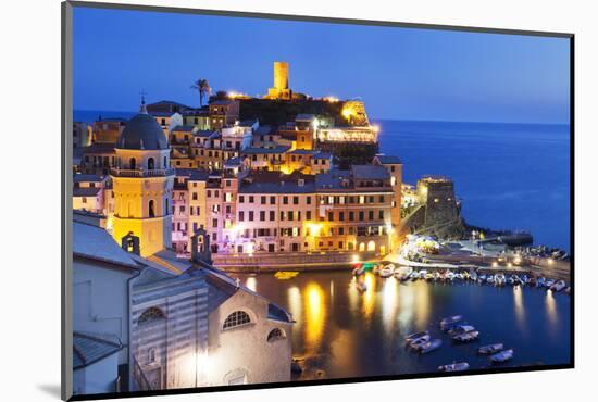 Vernazza at Dusk, Cinque Terre, UNESCO World Heritage Site, Liguria, Italy, Mediterranean, Europe-Mark Sunderland-Mounted Photographic Print