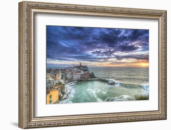 Vernazza Fishing Village Sunset-null-Framed Art Print