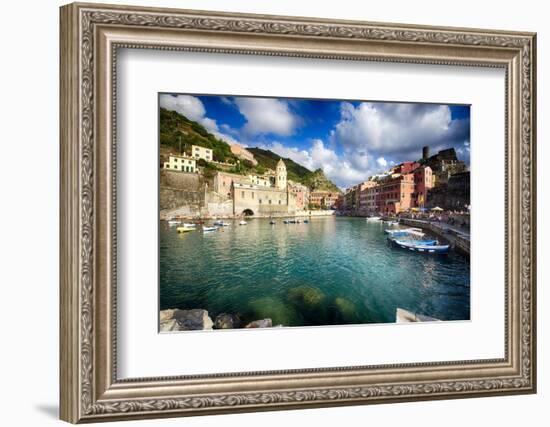 Vernazza Harbor View, Cinque Terre, Italy-George Oze-Framed Photographic Print