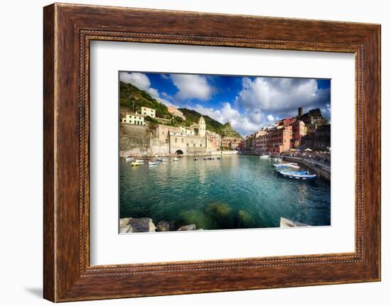 Vernazza Harbor View, Cinque Terre, Italy-George Oze-Framed Photographic Print