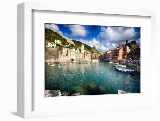 Vernazza Harbor View, Cinque Terre, Italy-George Oze-Framed Photographic Print