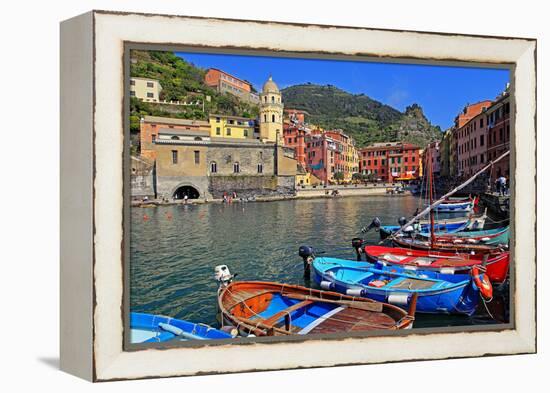 Vernazza, Italian Riviera, Cinque Terre, UNESCO World Heritage Site, Liguria, Italy, Europe-Hans-Peter Merten-Framed Premier Image Canvas