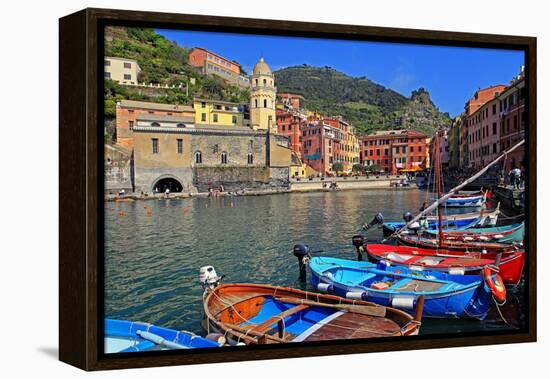 Vernazza, Italian Riviera, Cinque Terre, UNESCO World Heritage Site, Liguria, Italy, Europe-Hans-Peter Merten-Framed Premier Image Canvas