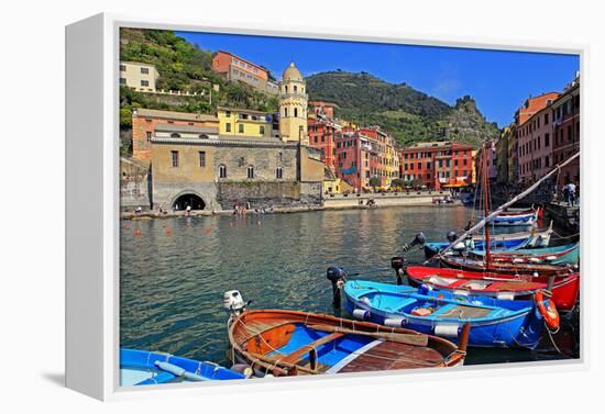 Vernazza, Italian Riviera, Cinque Terre, UNESCO World Heritage Site, Liguria, Italy, Europe-Hans-Peter Merten-Framed Premier Image Canvas