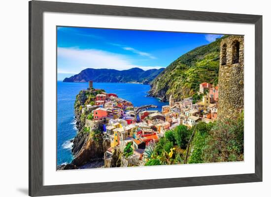 Vernazza Town Cinque Terre Italy-null-Framed Premium Giclee Print