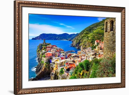 Vernazza Town Cinque Terre Italy-null-Framed Premium Giclee Print