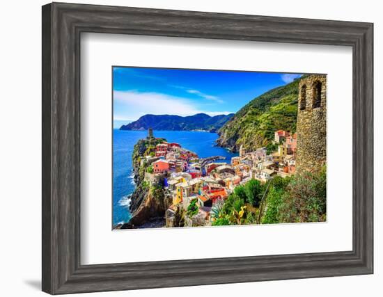 Vernazza Town Cinque Terre Italy-null-Framed Art Print