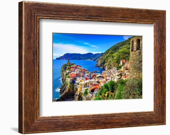 Vernazza Town Cinque Terre Italy-null-Framed Art Print