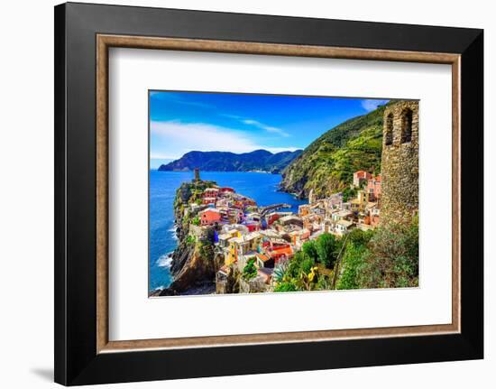 Vernazza Town Cinque Terre Italy-null-Framed Art Print