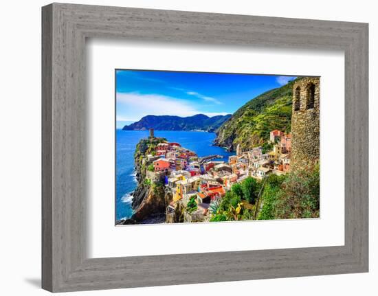 Vernazza Town Cinque Terre Italy-null-Framed Art Print