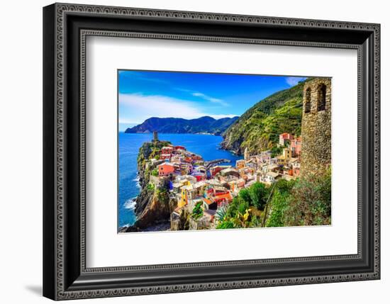 Vernazza Town Cinque Terre Italy-null-Framed Art Print