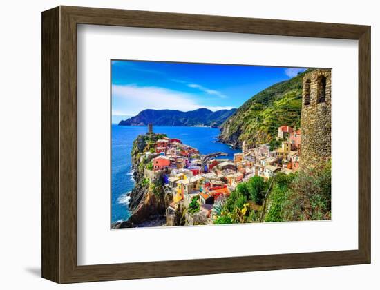 Vernazza Town Cinque Terre Italy-null-Framed Art Print