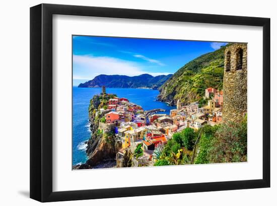 Vernazza Town Cinque Terre Italy-null-Framed Art Print
