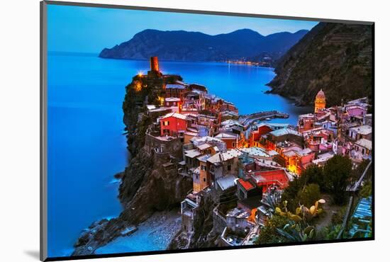Vernazza Village, Aerial View on Sunset, Seascape in Five Lands, Cinque Terre National Park, Liguri-stevanzz-Mounted Photographic Print