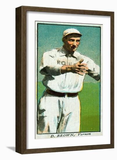 Vernon, CA, Vernon Pacific Coast League, D. Brown, Baseball Card-Lantern Press-Framed Art Print