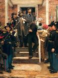 Painting of abolitionist John Brown descending stairs from the county jail.-Vernon Lewis Gallery-Art Print