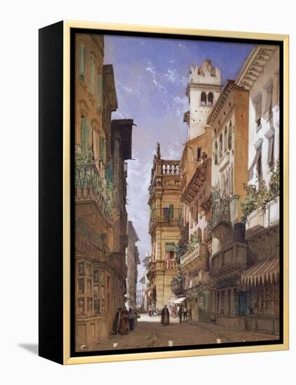 Verona: Corso Sant Anastasia and the Palazzo Maffei, 1855-William Callow-Framed Premier Image Canvas