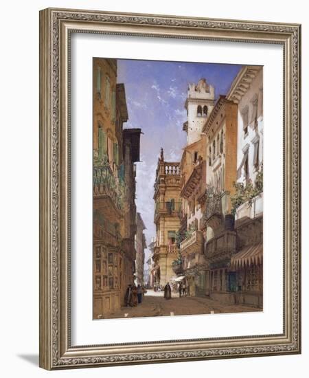 Verona: Corso Sant Anastasia and the Palazzo Maffei, 1855-William Callow-Framed Giclee Print