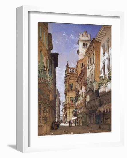 Verona: Corso Sant Anastasia and the Palazzo Maffei, 1855-William Callow-Framed Giclee Print