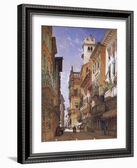 Verona: Corso Sant Anastasia and the Palazzo Maffei, 1855-William Callow-Framed Giclee Print