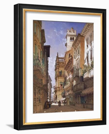 Verona: Corso Sant Anastasia and the Palazzo Maffei, 1855-William Callow-Framed Giclee Print