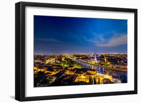 Verona Panoramic View at Dusk-Carlo Amodeo-Framed Photographic Print