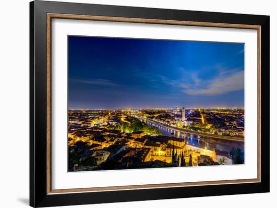 Verona Panoramic View at Dusk-Carlo Amodeo-Framed Photographic Print