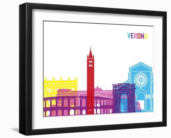 Verona Skyline Pop-paulrommer-Framed Art Print