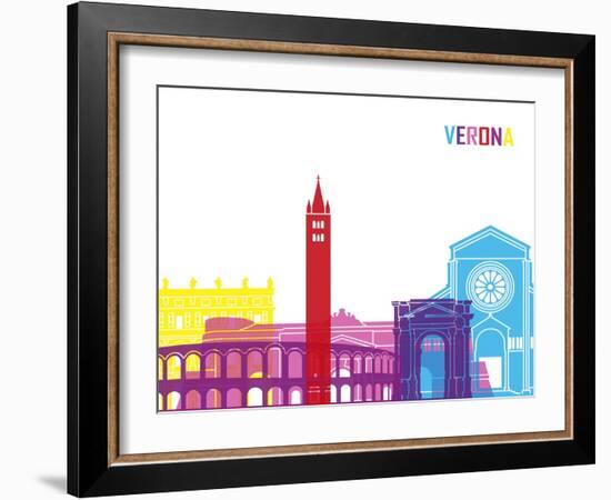 Verona Skyline Pop-paulrommer-Framed Art Print