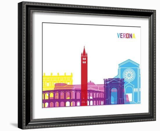 Verona Skyline Pop-paulrommer-Framed Art Print