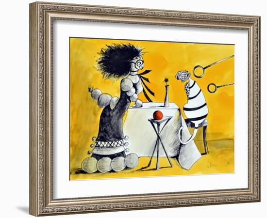 Veronica on the Porch Yellow-Vaan Manoukian-Framed Art Print