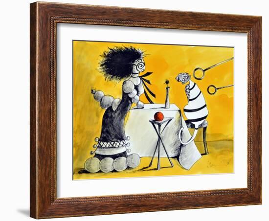 Veronica on the Porch Yellow-Vaan Manoukian-Framed Art Print