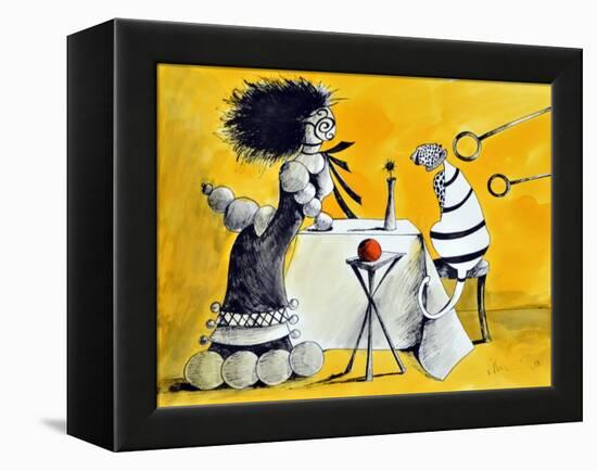 Veronica on the Porch Yellow-Vaan Manoukian-Framed Stretched Canvas