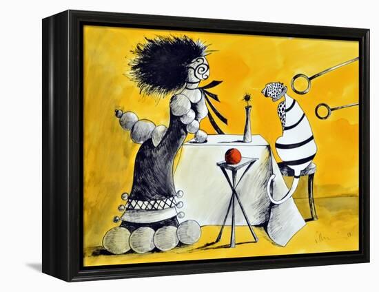 Veronica on the Porch Yellow-Vaan Manoukian-Framed Stretched Canvas