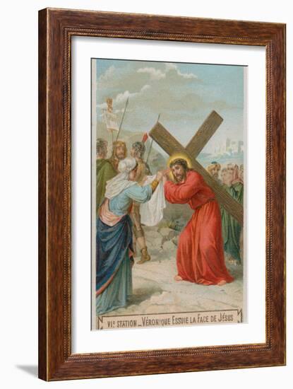 Veronica Wipes the Face of Jesus. the Sixth Station of the Cross-null-Framed Giclee Print