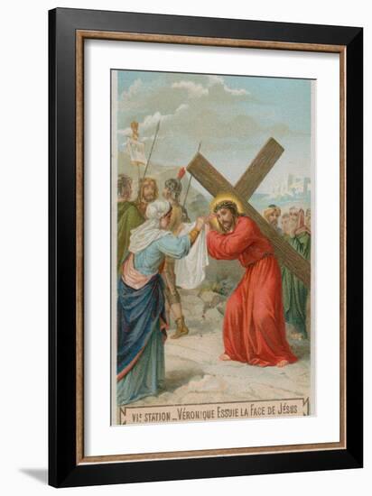 Veronica Wipes the Face of Jesus. the Sixth Station of the Cross-null-Framed Giclee Print