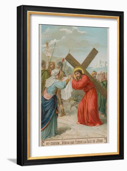Veronica Wipes the Face of Jesus. the Sixth Station of the Cross-null-Framed Giclee Print