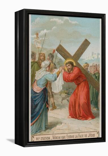 Veronica Wipes the Face of Jesus. the Sixth Station of the Cross-null-Framed Premier Image Canvas